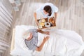 Nurse Serving Food To Senior Male Patient In Clinic Royalty Free Stock Photo