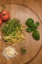 Overhead view of fresh homemade pasta ingredients Royalty Free Stock Photo