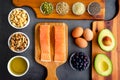 Overhead View of Fresh Omega-3 Rich Foods Royalty Free Stock Photo