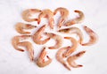 Overhead view of fresh raw shrimp
