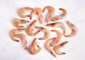 Overhead view of fresh raw shrimp Royalty Free Stock Photo