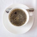 Overhead view of a freshly brewed mug of black coffee Royalty Free Stock Photo