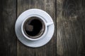 Overhead view of a freshly brewed mug of black coffee Royalty Free Stock Photo