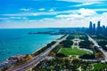 Overhead View of Grant Park Lake Shore Drive and Lake Michigan in Chicago Royalty Free Stock Photo