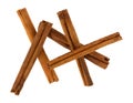 Top view of a group of cinnamon sticks isolated on a white background Royalty Free Stock Photo