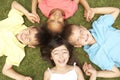 Overhead View Of Group Of Smiling Children