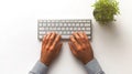 Hands typing on keyboard top view Royalty Free Stock Photo