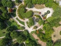 Overhead view of hardscape at public garden in South Carolina, USA