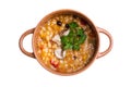 Overhead view of hearty bean and vegetable soup Royalty Free Stock Photo