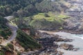 Overhead view of Highway 101 and Cape Perpetua, Oregon, USA Royalty Free Stock Photo