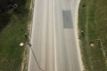 Overhead view on highway top view drone