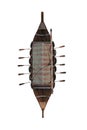 Overhead view of a medieval Viking long boat. 3D rendering isolated