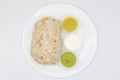 Mexican Burrito with Three Different Sauces on a White Plate Royalty Free Stock Photo