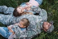 Overhead view of military serviceman resting Royalty Free Stock Photo