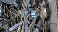 Overhead view of mismatched Old Silverware and Cutlery