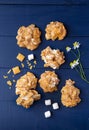 Peanutbutter, cereal, no-bake cookies with marshmallows Royalty Free Stock Photo