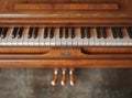 An overhead view of an open piano, showing off its keys and inner strings, evoking a sense of music and artistry. Royalty Free Stock Photo