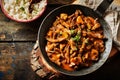 Overhead view of a pan full of zurich ragout