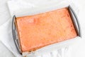 Overhead View of Pink Grapefruit Dessert Bars in a Baking Pan Royalty Free Stock Photo