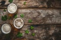 overhead view of a pint of beer with a lucky irish clover. St Patrick's day drink Royalty Free Stock Photo