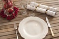 Overhead view of place setting with classic plate Royalty Free Stock Photo