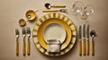 Overhead view of a place setting. Generative AI. Royalty Free Stock Photo