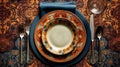 Overhead view of a place setting. Generative AI. Royalty Free Stock Photo