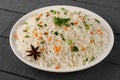 Overhead view--Plate of Indian Pulav