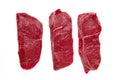Overhead view of raw boneless strip steak Royalty Free Stock Photo