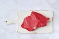 Overhead view of raw top side beef steak