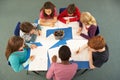 Overhead View Of Schoolchildren Working Together