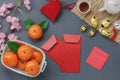 Overhead view sign of Chinese Happy new year festival concept. Royalty Free Stock Photo