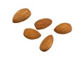 Overhead view of a small portion of almond nuts on a white background Royalty Free Stock Photo