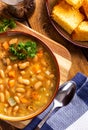 Overhead View of a Tasty Bowl of Bean Soup Royalty Free Stock Photo