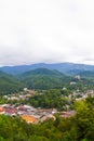Overhead View of Tranquil Mountain Town in Verdant Tennessee Valley