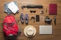 Overhead view of traveler accessories Royalty Free Stock Photo