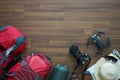 Overhead view of Traveler`s accessories Royalty Free Stock Photo