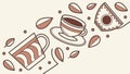 Overhead View of Two Coffee Cups and Scattered Beans, Inviting Morning Brew Vector Design Generative AI Royalty Free Stock Photo