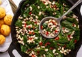 Close up of black-eye peas and collard greens Royalty Free Stock Photo