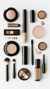 Makeup Products Arranged on White Surface Royalty Free Stock Photo