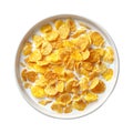 Bowl of corn flakes cereal and milk on transparent background AI Generated Royalty Free Stock Photo
