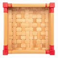 Overhead View of Woven Bamboo Tray with Red Corner Accents on White Royalty Free Stock Photo