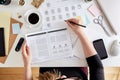 Wireframing stage of a web design project Royalty Free Stock Photo