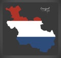 Overijssel Netherlands map with Dutch national flag