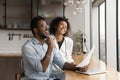 Overjoyed African American couple received good news in letter Royalty Free Stock Photo