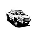 Overland adventure offroad 4x4 pickup car vector illustration monochrome silhouette isolated Royalty Free Stock Photo