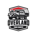 Overland camper truck ready made emblem logo template vector isolated Royalty Free Stock Photo