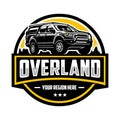 Overland Double Cabin Truck Vector Circle Emblem Logo Template. Best for Outdoor Adventure Automotive Sport Related Logo