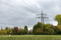 Overland high voltage transmission line, Germany Royalty Free Stock Photo