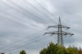 Overland high voltage transmission line and Royalty Free Stock Photo